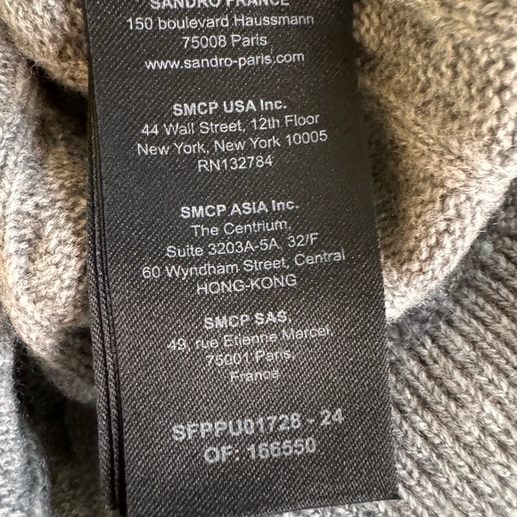 Sandro France Reno Contrast Collar Cropped Cable Knit Sweater Preppy Academia - Picture 9 of 9